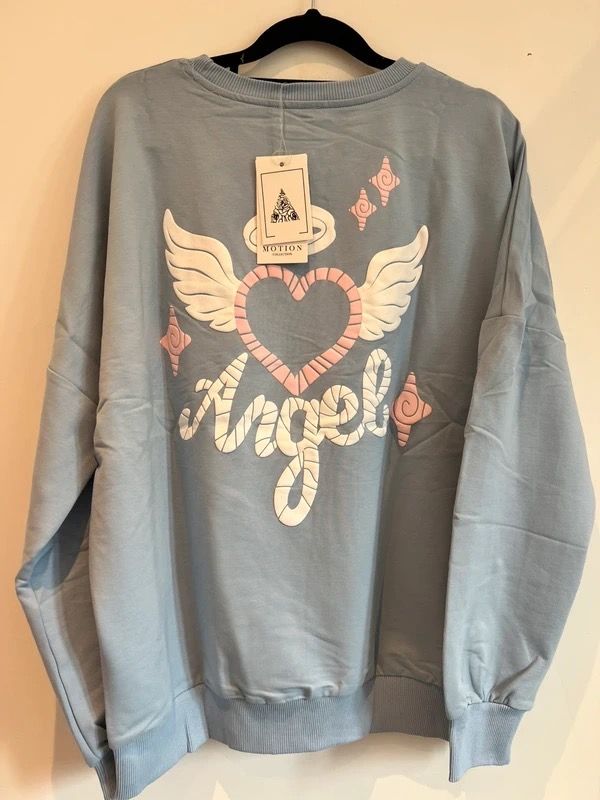 Blue Sweatshirt With Angel Graphic image 4